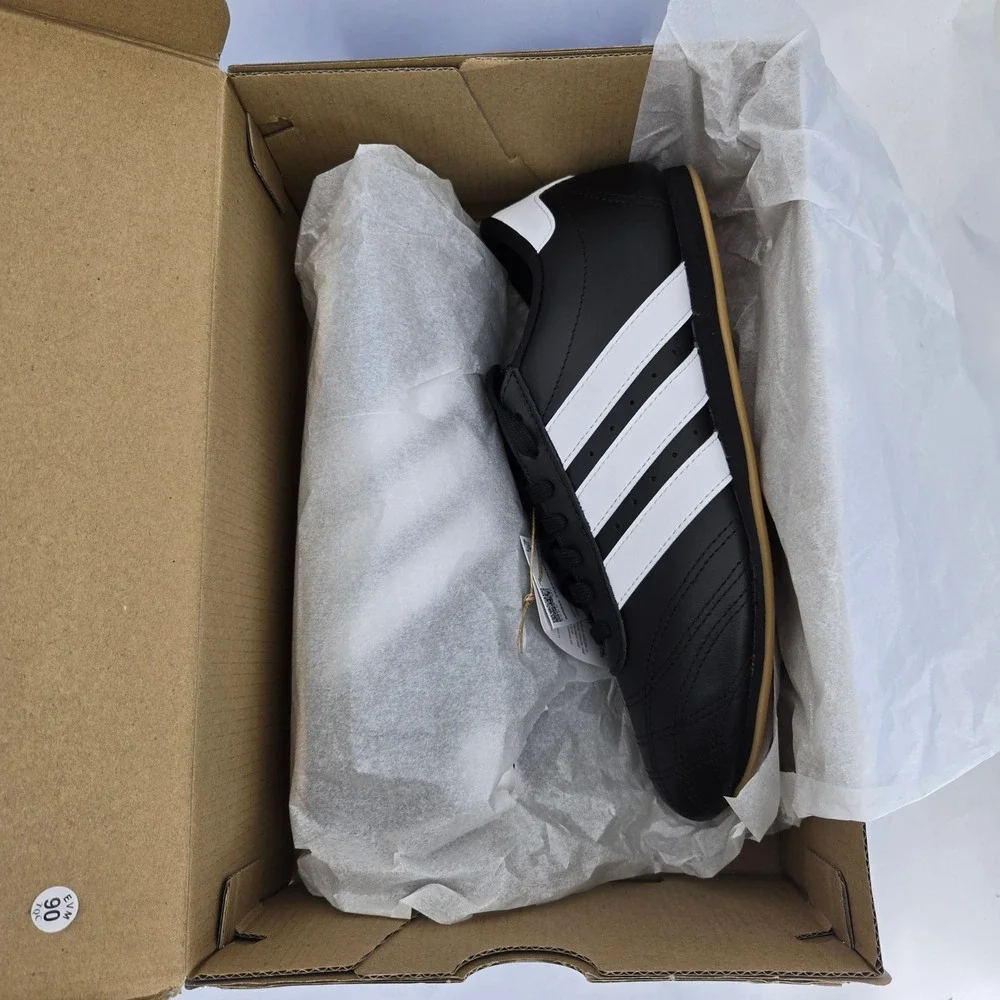 Adidas Taekwondo LA Black White Gum Leather Sneakers JR6807 Mens 7 Womens 8